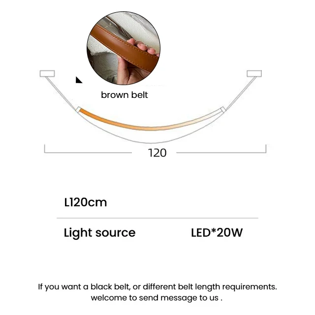 Euroselle Modern Nordic Leather Belt Chandelier LED Pendant Light