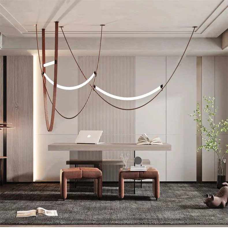 Euroselle Modern Nordic Leather Belt Chandelier LED Pendant Light