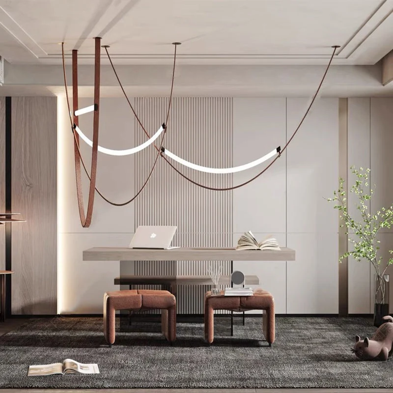 Euroselle Modern Nordic Leather Belt Chandelier LED Pendant Light