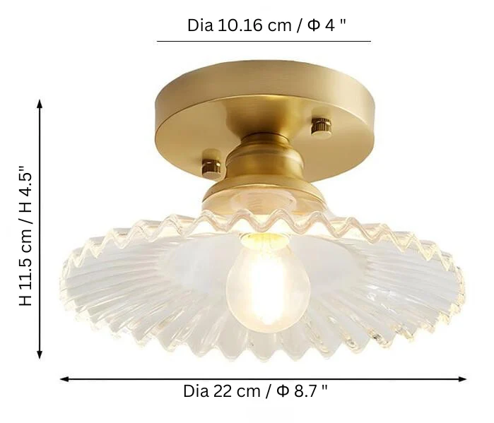 Lunera Retro Ribbed Petal Clear Glass Ceiling Light By Euroselle