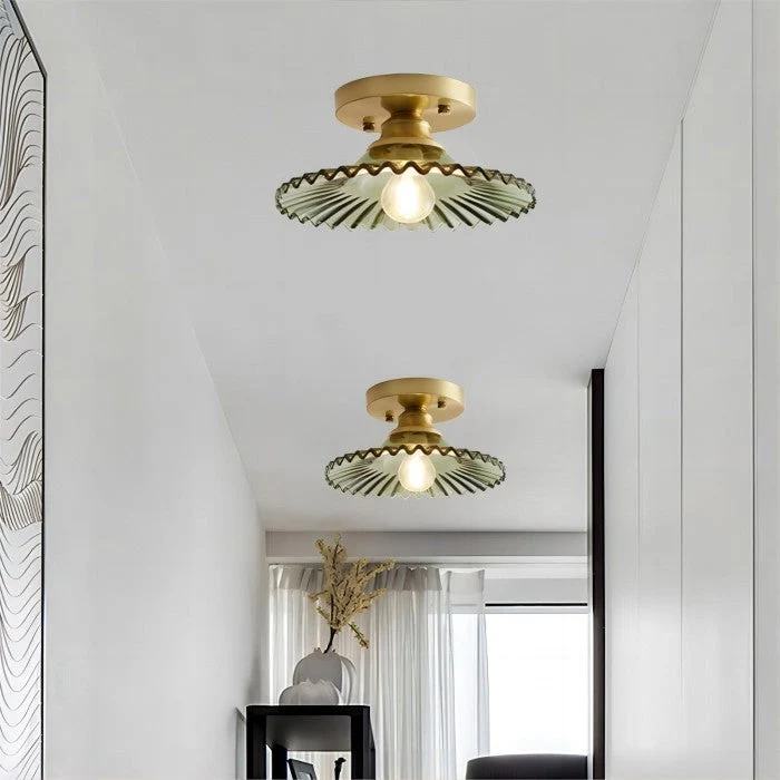 Lunera Retro Ribbed Petal Clear Glass Ceiling Light By Euroselle