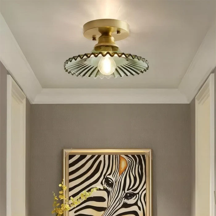 Lunera Retro Ribbed Petal Clear Glass Ceiling Light By Euroselle