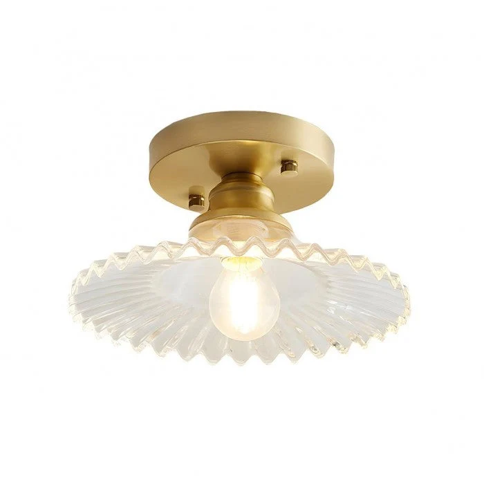 Lunera Retro Ribbed Petal Clear Glass Ceiling Light By Euroselle