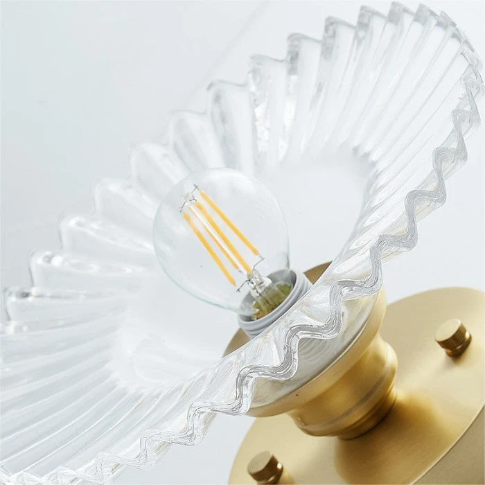 Lunera Retro Ribbed Petal Clear Glass Ceiling Light By Euroselle