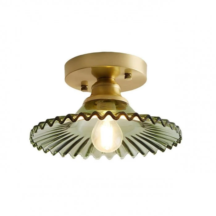 Lunera Retro Ribbed Petal Clear Glass Ceiling Light By Euroselle