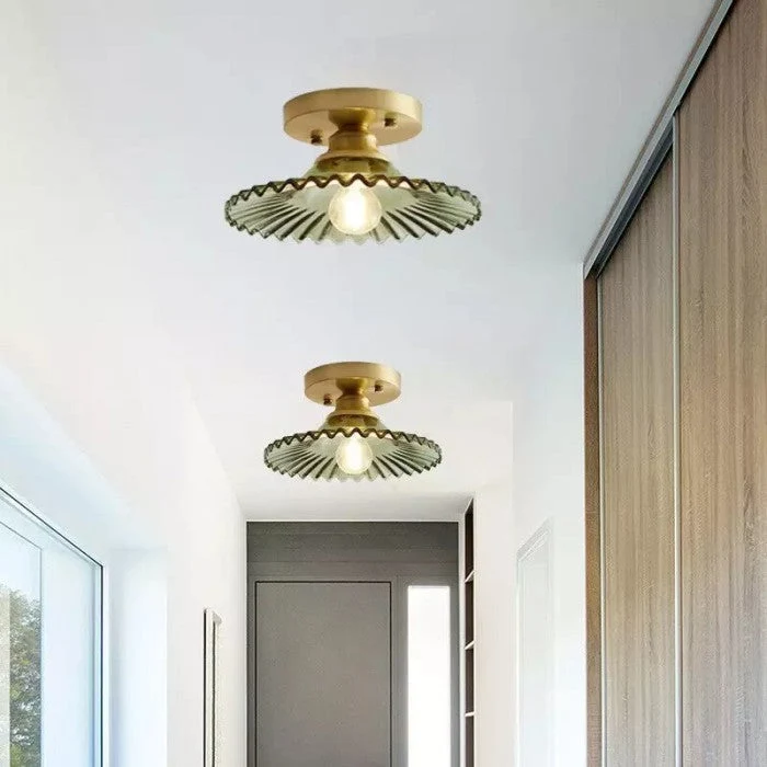 Lunera Retro Ribbed Petal Clear Glass Ceiling Light By Euroselle