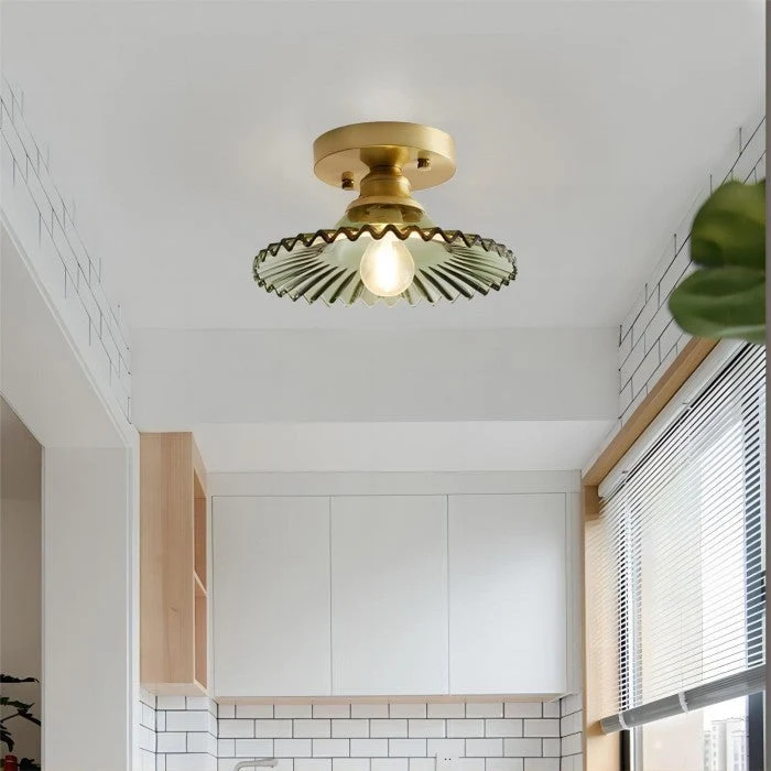 Lunera Retro Ribbed Petal Clear Glass Ceiling Light By Euroselle