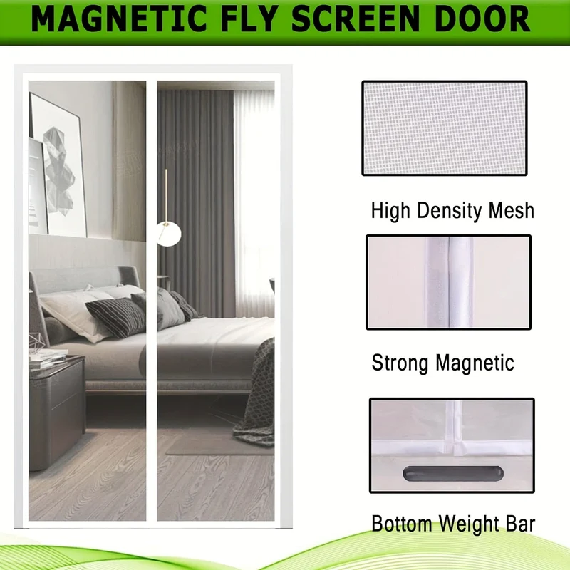 Euroselle Magnetic Fly Screen Door Curtain Automatic Closing Mosquito Barrier For Easy Walk-Through