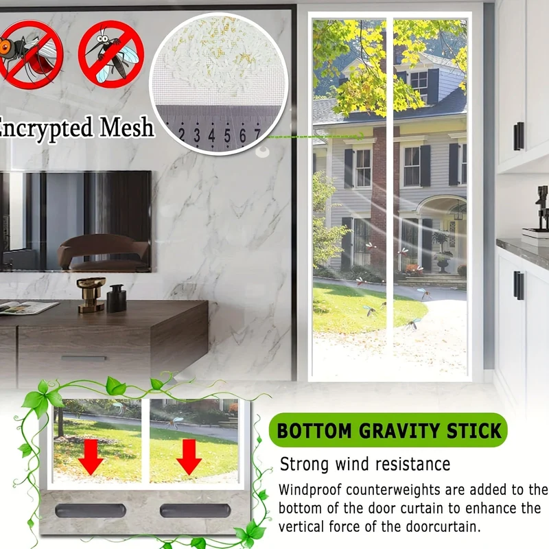 Euroselle Magnetic Fly Screen Door Curtain Automatic Closing Mosquito Barrier For Easy Walk-Through