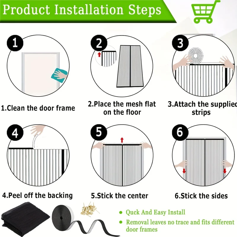 Euroselle Magnetic Fly Screen Door Curtain Automatic Closing Mosquito Barrier For Easy Walk-Through