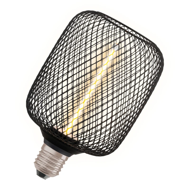 OSRAM DECOR LED Strohfilament Lampe Quadrat, Schwarz, 3.5W, 110lm , Comfort warm white , E27