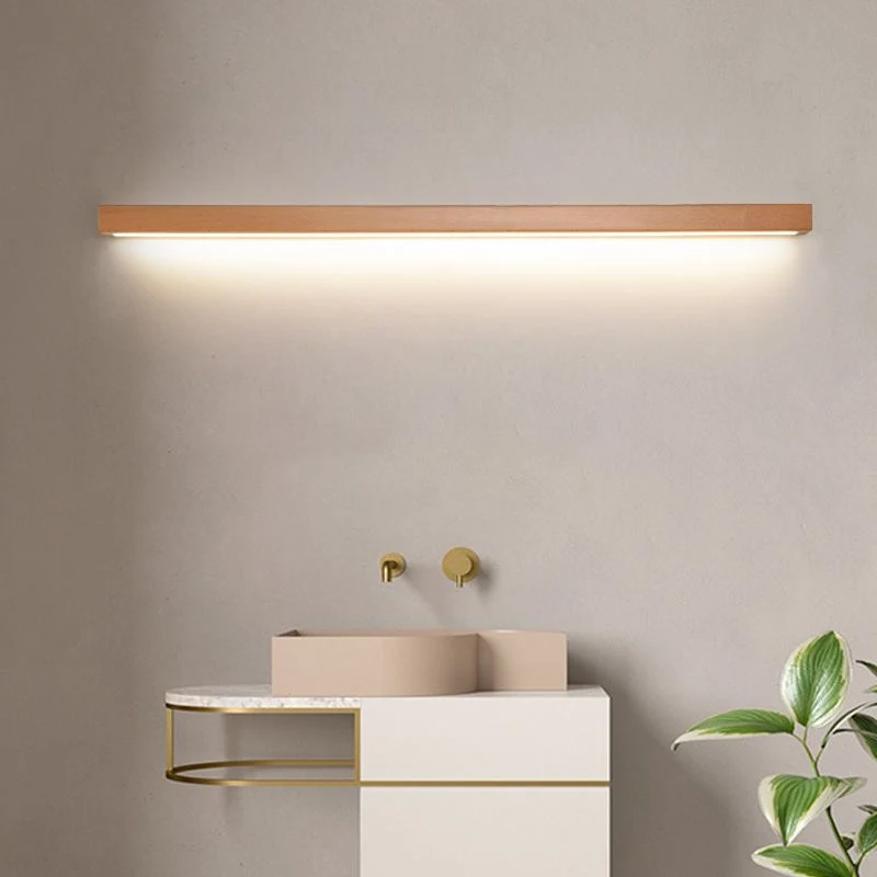 Linora Modern Linear LED Wall Light By Euroselle With Half Wood And Acrylic