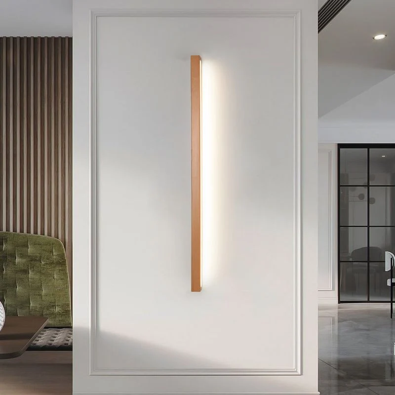 Linora Modern Linear LED Wall Light By Euroselle With Half Wood And Acrylic