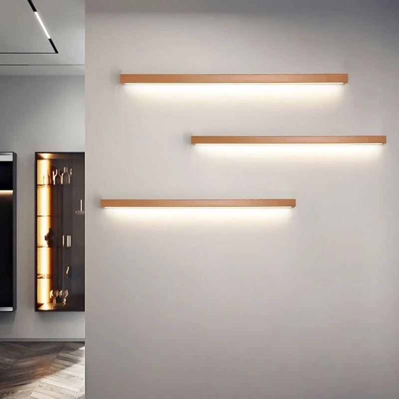 Linora Modern Linear LED Wall Light By Euroselle With Half Wood And Acrylic