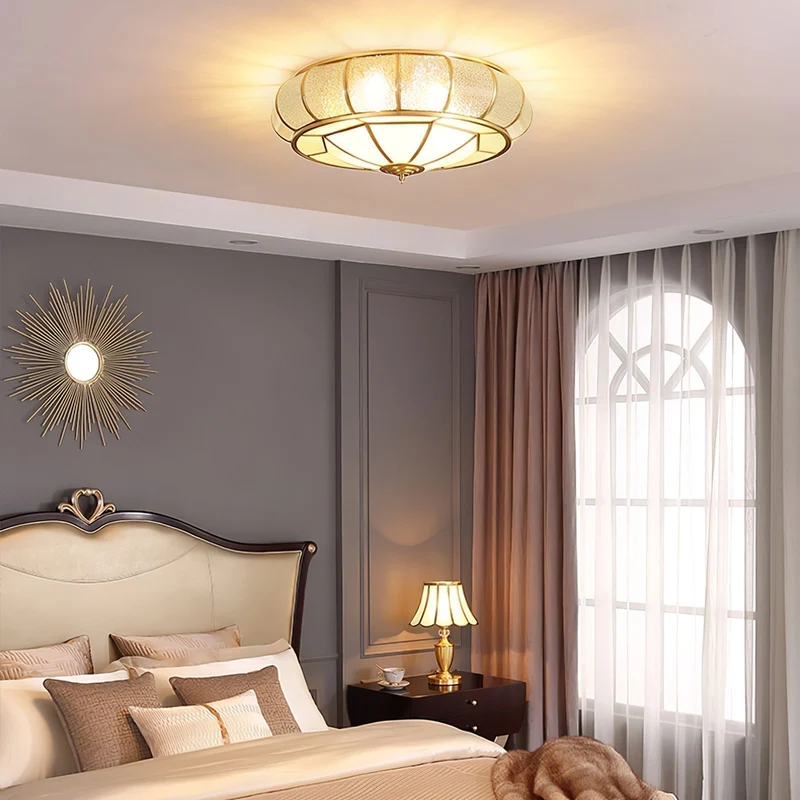 VerreTexturé Elegant Round Ceiling Lamp With Textured Glass Euroselle