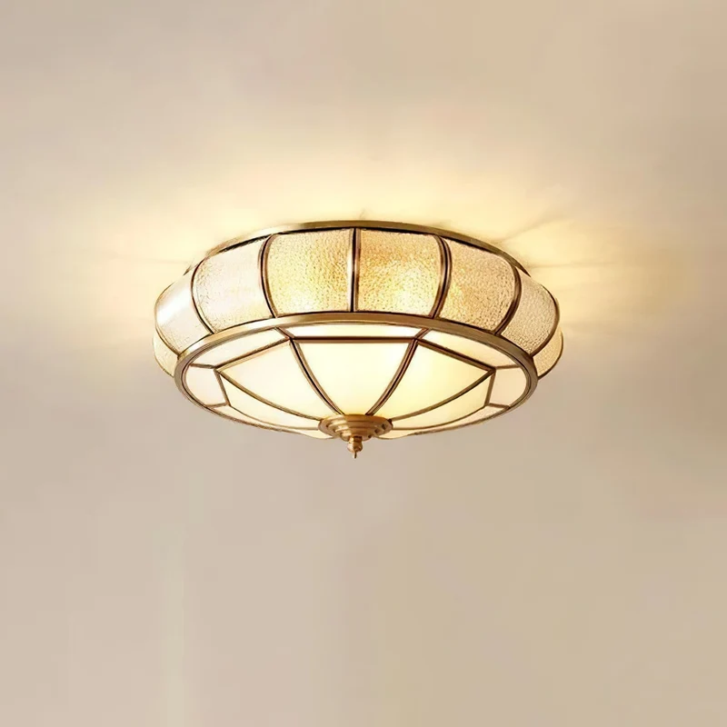 VerreTexturé Elegant Round Ceiling Lamp With Textured Glass Euroselle