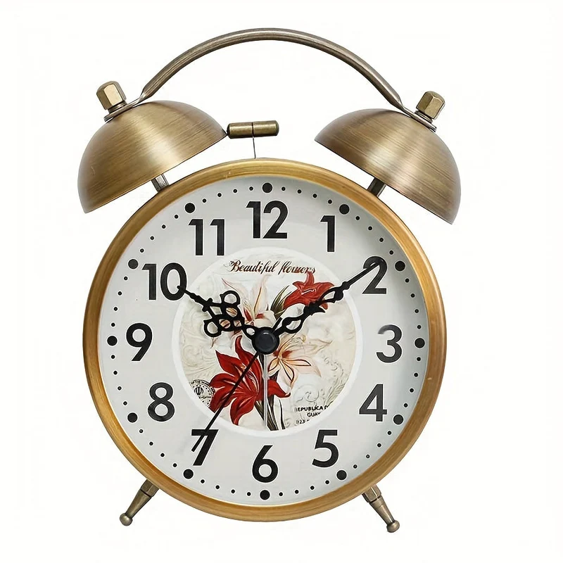 Euroselle Scandinavian Vintage Alarm Clock With Luminous Dial