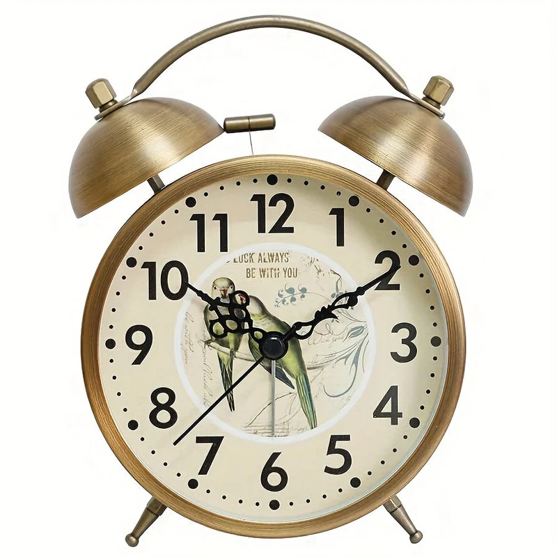 Euroselle Scandinavian Vintage Alarm Clock With Luminous Dial