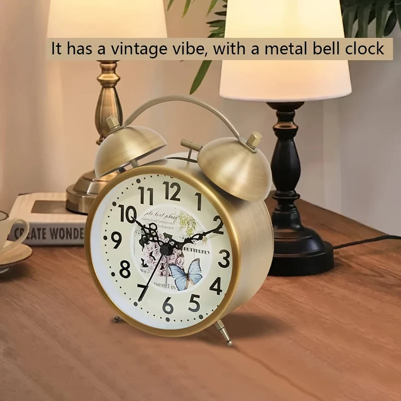 Euroselle Scandinavian Vintage Alarm Clock With Luminous Dial