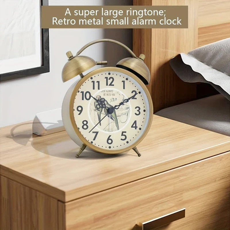 Euroselle Scandinavian Vintage Alarm Clock With Luminous Dial