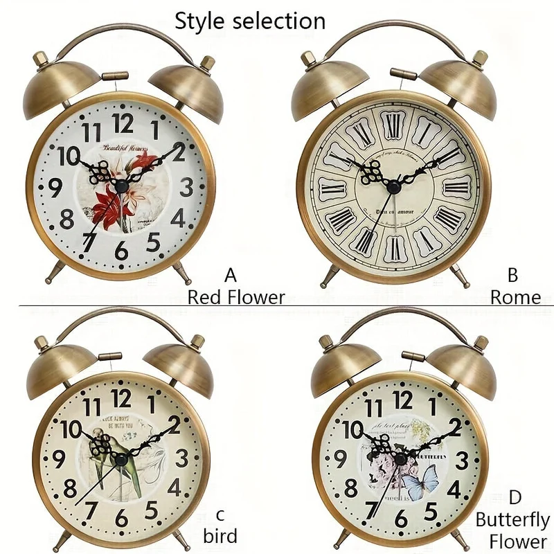 Euroselle Scandinavian Vintage Alarm Clock With Luminous Dial