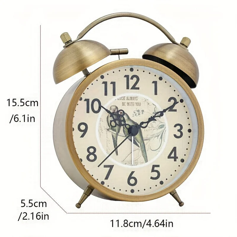 Euroselle Scandinavian Vintage Alarm Clock With Luminous Dial