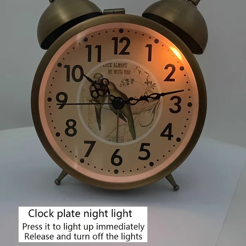 Euroselle Scandinavian Vintage Alarm Clock With Luminous Dial