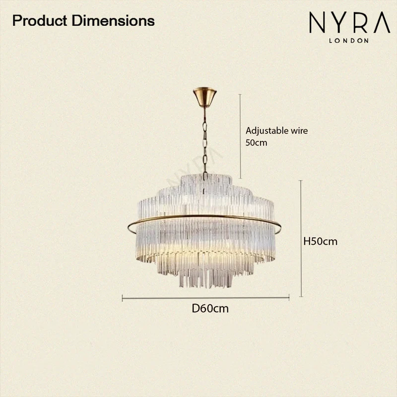Euroselle Luna Collection Crystal Droplet Chandelier With Gold Bronze Hardware