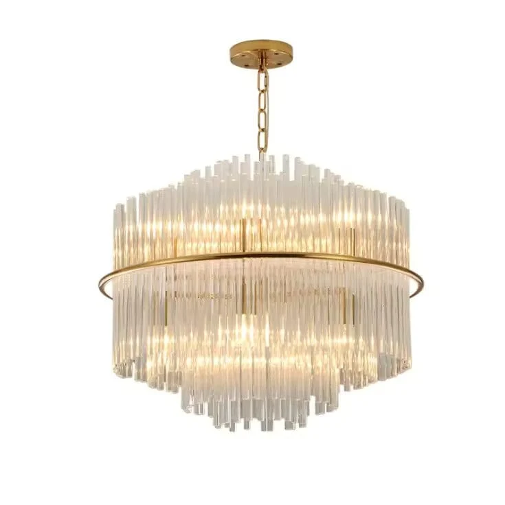 Euroselle Luna Collection Crystal Droplet Chandelier With Gold Bronze Hardware