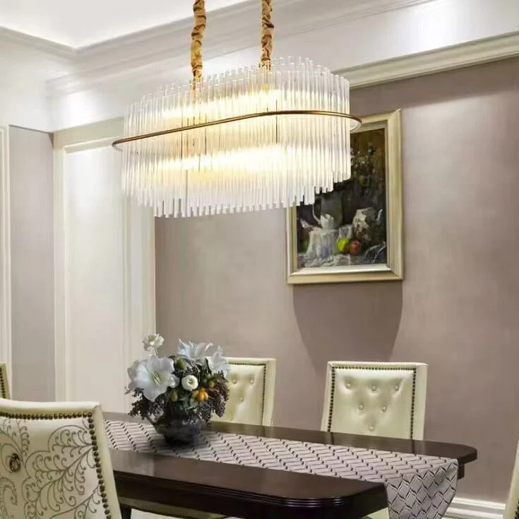 Euroselle Luna Collection Crystal Droplet Chandelier With Gold Bronze Hardware