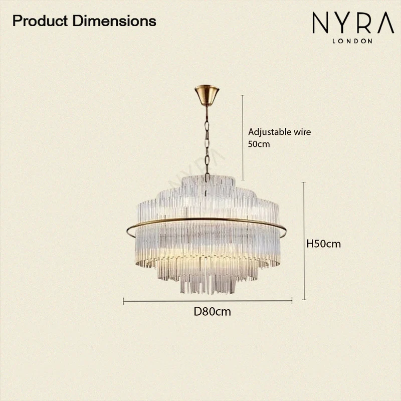 Euroselle Luna Collection Crystal Droplet Chandelier With Gold Bronze Hardware