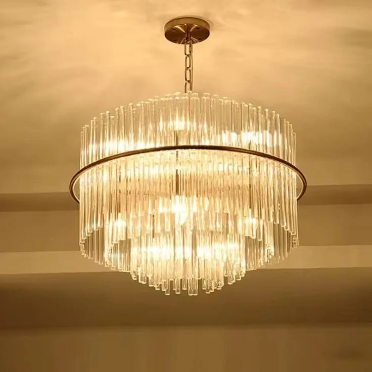 Euroselle Luna Collection Crystal Droplet Chandelier With Gold Bronze Hardware
