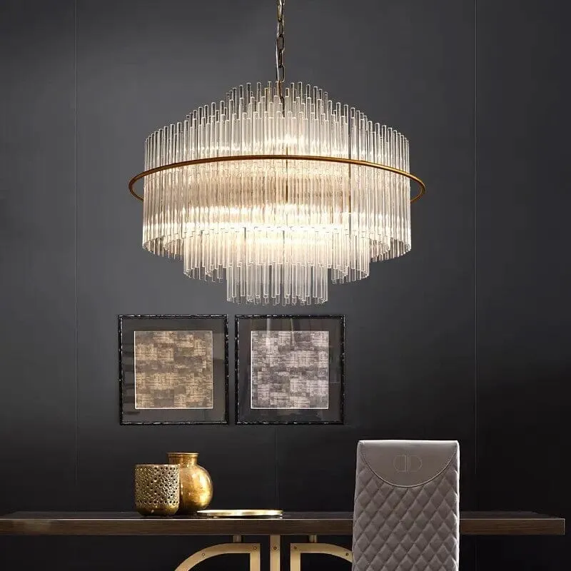 Euroselle Luna Collection Crystal Droplet Chandelier With Gold Bronze Hardware