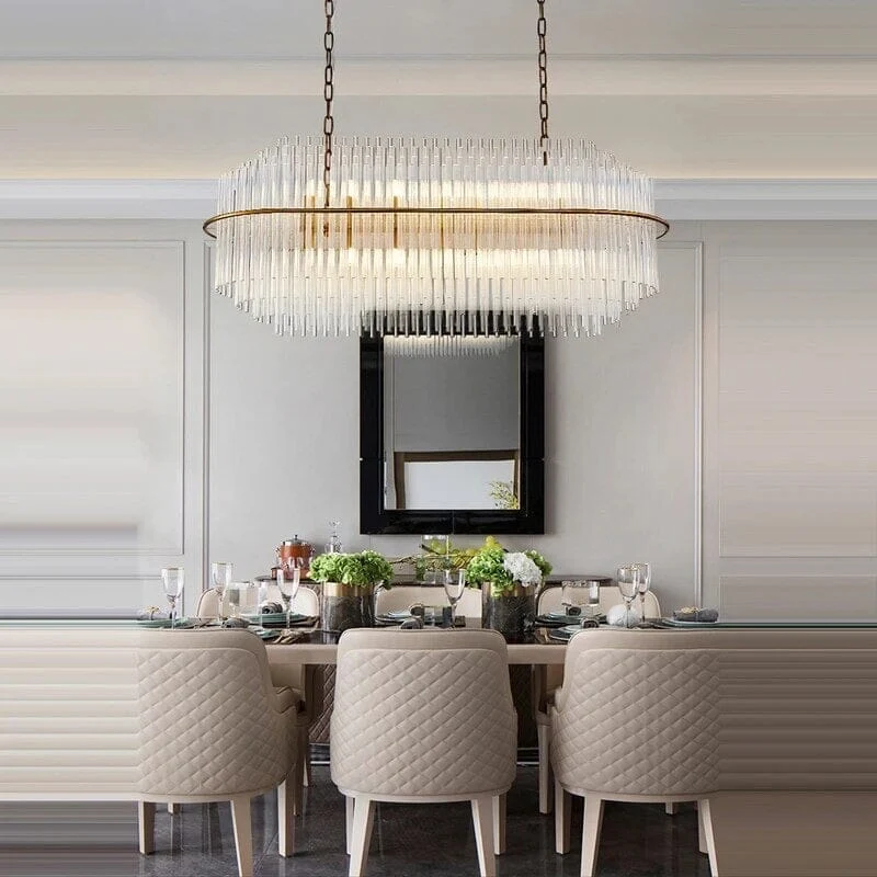 Euroselle Luna Collection Crystal Droplet Chandelier With Gold Bronze Hardware