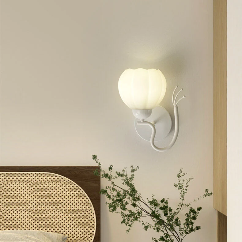 Belleverre French Floral Cup Wall Light In Iron And Glass For Bedroom Euroselle