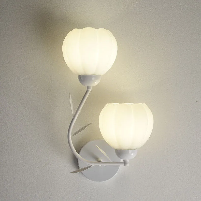Belleverre French Floral Cup Wall Light In Iron And Glass For Bedroom Euroselle