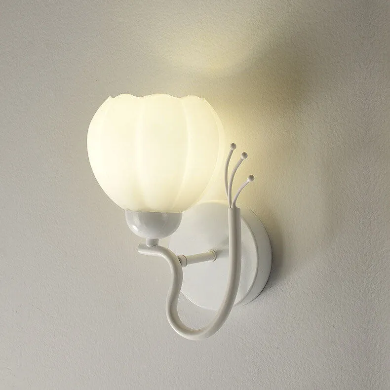 Belleverre French Floral Cup Wall Light In Iron And Glass For Bedroom Euroselle