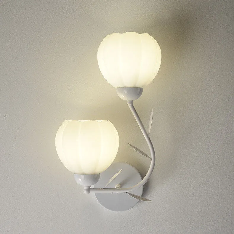 Belleverre French Floral Cup Wall Light In Iron And Glass For Bedroom Euroselle