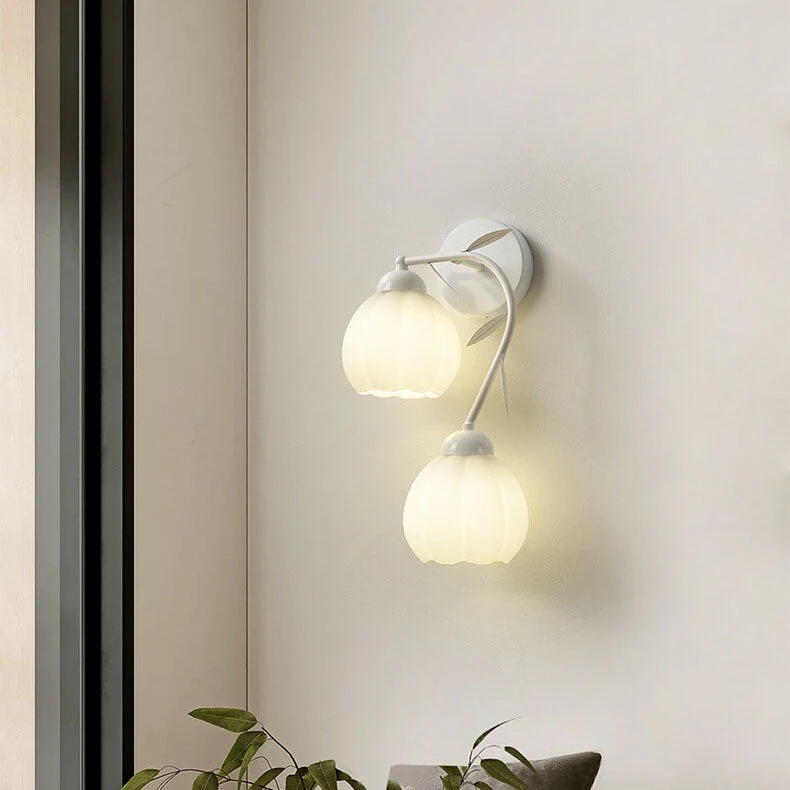 Belleverre French Floral Cup Wall Light In Iron And Glass For Bedroom Euroselle