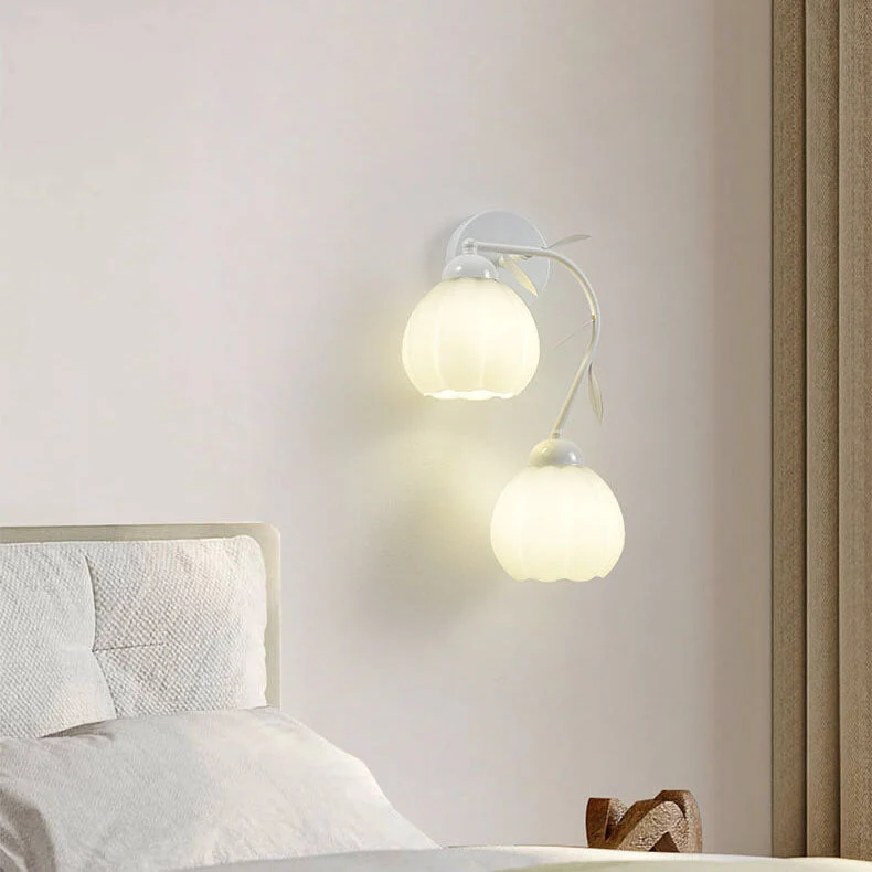 Belleverre French Floral Cup Wall Light In Iron And Glass For Bedroom Euroselle