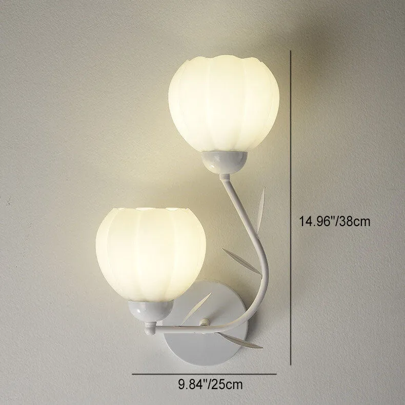 Belleverre French Floral Cup Wall Light In Iron And Glass For Bedroom Euroselle