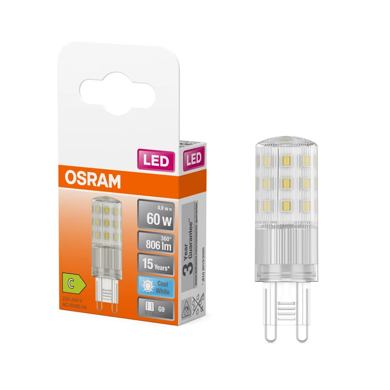 OSRAM LED Stiftsockellampe PIN , 4.9W, 806lm, G9, 4000K , Kaltweiß