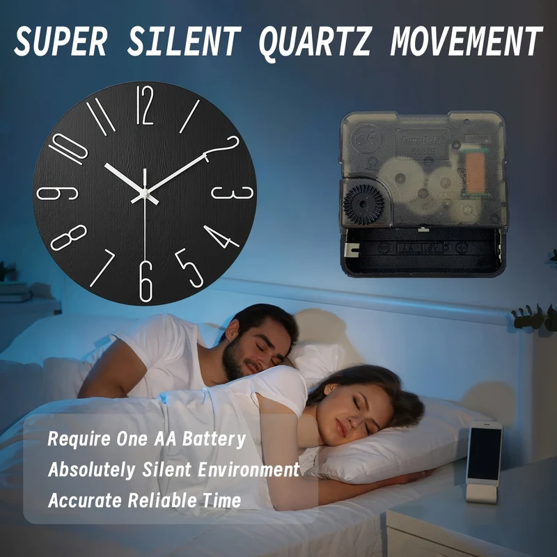 Euroselle OAKTIDE Contemporary Wall Clock For Quiet Timekeeping In Modern Interiors