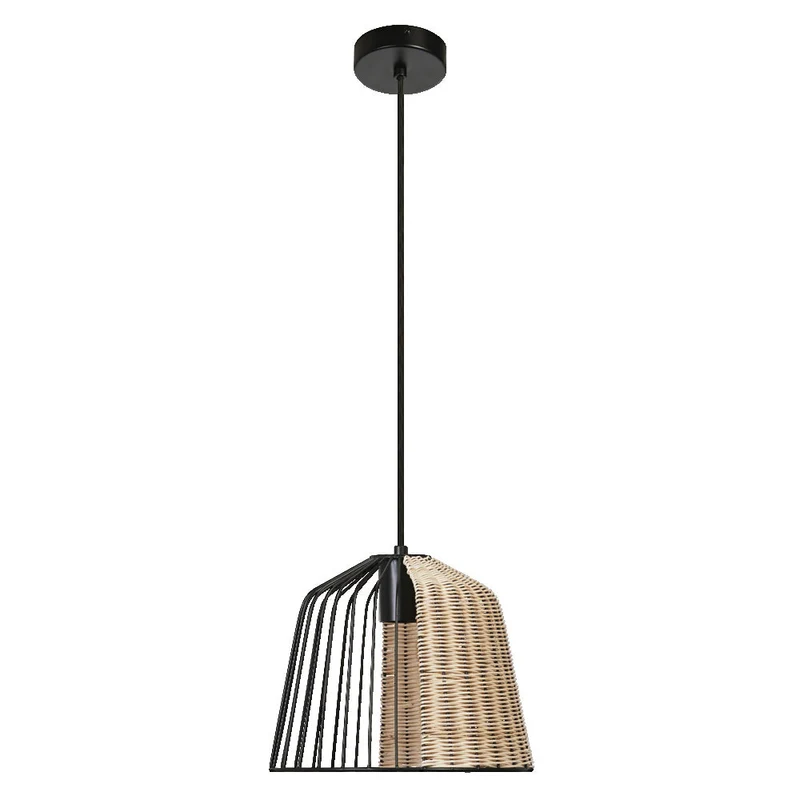 LEDVANCE DECOR Cage Bell Pendant Hängeleuchte, E27, nicht dimmbar, IP20, Rattan/Metall, 260mm, schwarz/braun