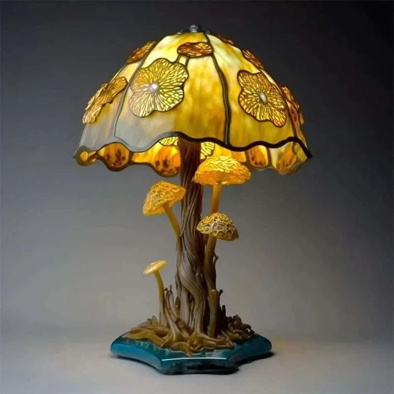 Euroselle Wireless Mosaic Glass Lamp With Soft Warm Glow For Cozy Artistic Ambience