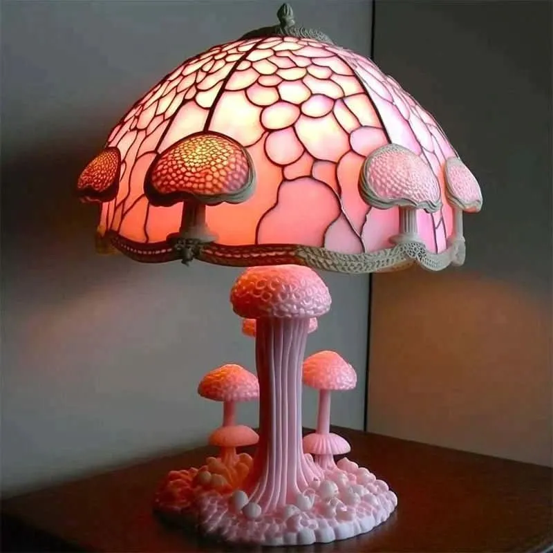 Euroselle Wireless Mosaic Glass Lamp With Soft Warm Glow For Cozy Artistic Ambience