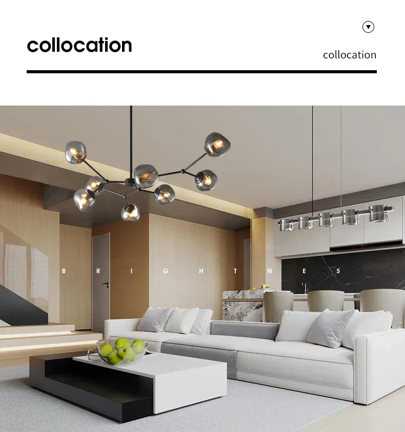 Euroselle Minimalist Lava Glass Chandelier With Smoky Gray Finish