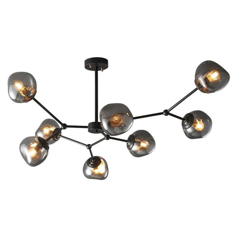 Euroselle Minimalist Lava Glass Chandelier With Smoky Gray Finish