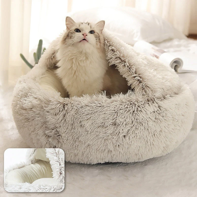 Euroselle Cozy Enclosed Cat Bed With Plush Cushion For Ultimate Comfort