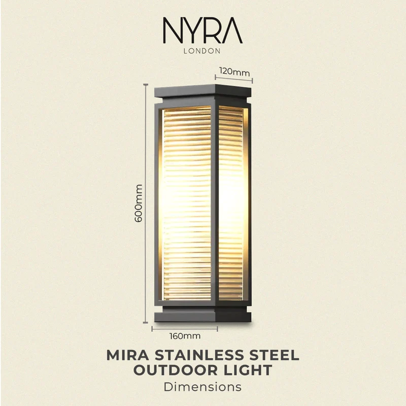 Euroselle Mira Stainless Steel Outdoor Wall Light With Glass Diffuser
